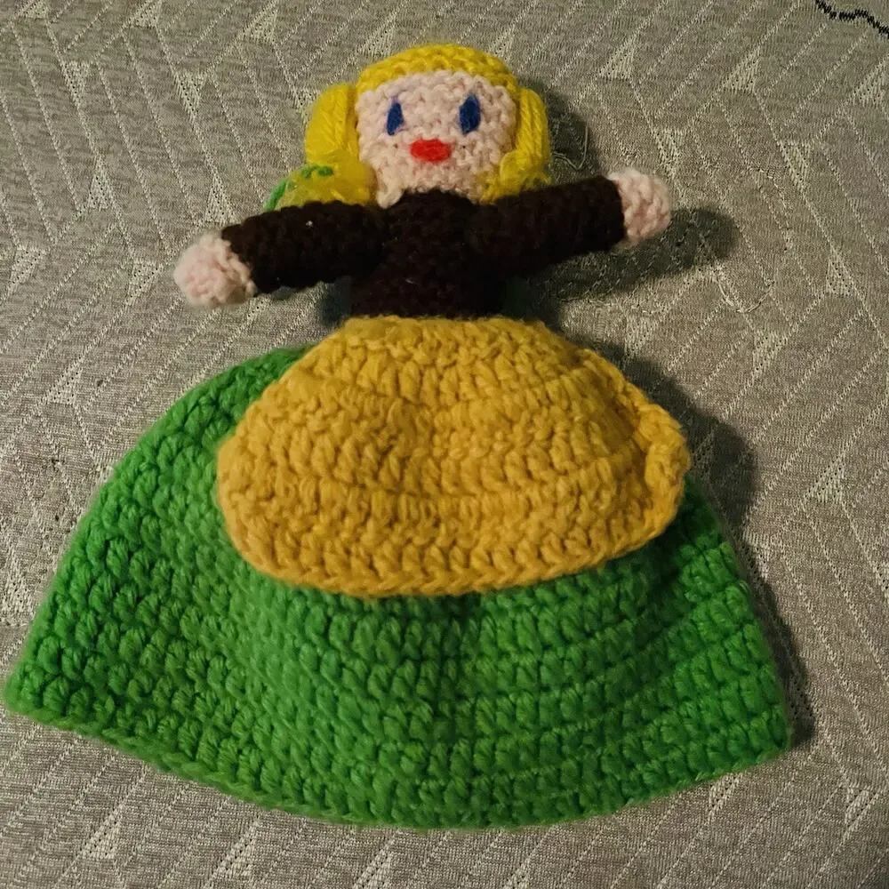 Handmade Crochet Topsy Turvy Flip Doll Pattern Knit Girl Princess Maid Brunette